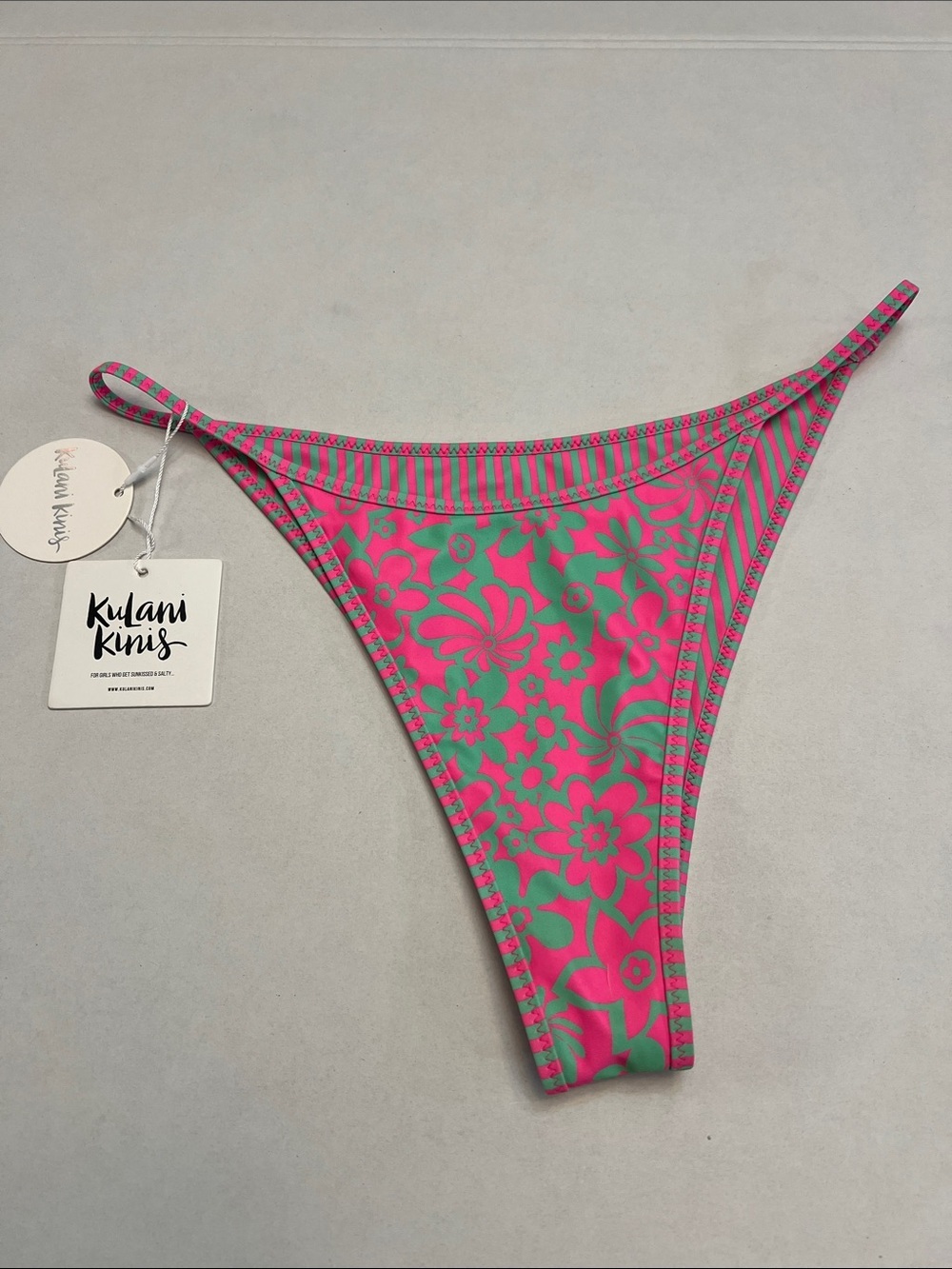 KULANI KINIS BIKINI SWIM BOTTOMS SIZE XL PINK & GREEN NEW WITH TAGS